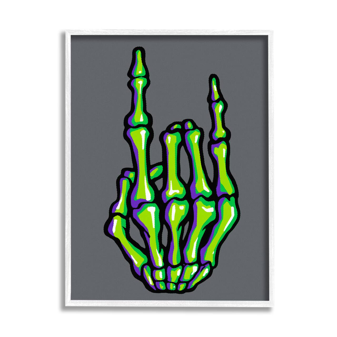 Stupell Industries Rock On Skeleton Hand Framed Giclee Wall Art